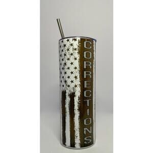 20 oz Corrections Woodgrain Stainless Steel Tumbler with Lid, Straw